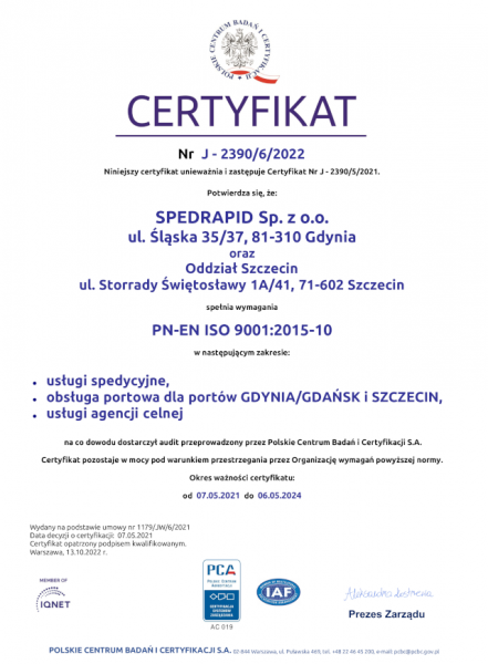 J 2390 6 2022 SPEDRAPID certyfikat pol sing2